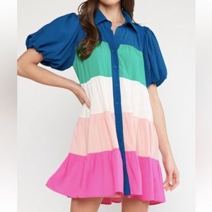 Tiered Button Up Dress